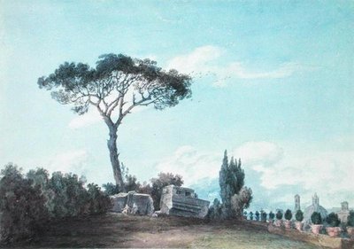 ローマ、コロンナ宮殿の庭園にて（水彩・紙） 作： John Robert Cozens