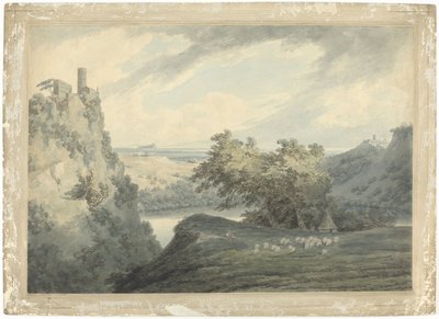 ネミ湖のあるイタリアの山岳風景 ローマの南にあるネミ湖のあるイタリアの山の風景 作： John Robert Cozens