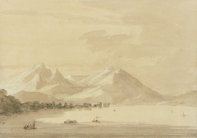 コモ湖（鉛筆と紙で洗う）（111238のペア） 作： John Robert Cozens