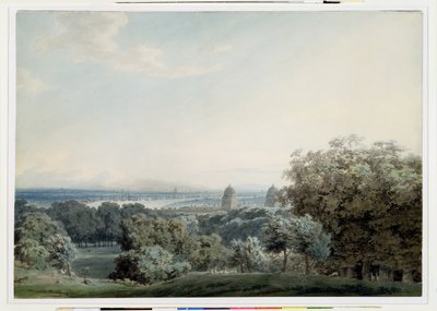 グリニッジヒルのロンドン、1791年頃（WC、ブラックインク、グラブの上でグラブの上で洗う） 作： John Robert Cozens