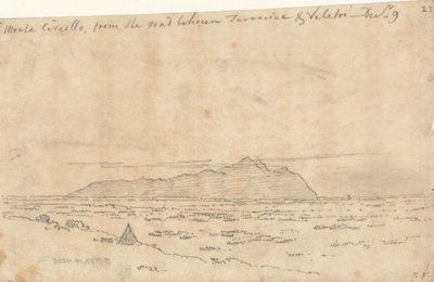 テッラチーナとヴェッレトリを結ぶ道からのモンテ・チルチェオ 作： John Robert Cozens