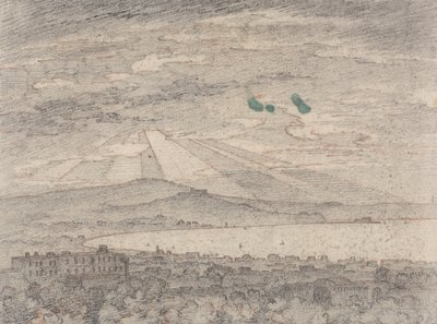 ウィリアム・ハミルトン卿の別荘から見たナポリ、ポルティチ 作： John Robert Cozens