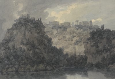ネミ湖で、c.1780-83（紙にグラファイトとw - c） 作： John Robert Cozens