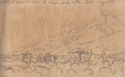 ヴィラのロッジアからのヴェスヴィオ山の一部、ポルティチ、8月22日 作： John Robert Cozens