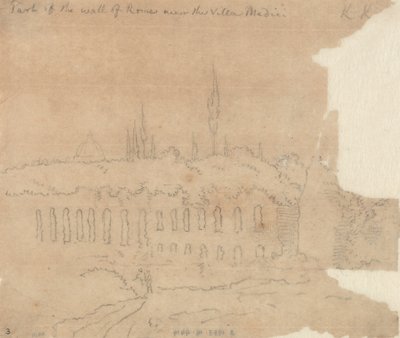 ローマの城壁の一部、メディチ荘の近く 作： John Robert Cozens