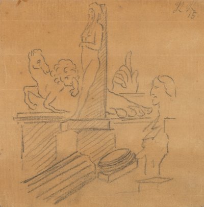 彫像と遺跡 作： John Robert Cozens