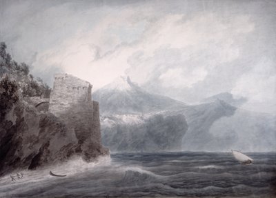 チェターラ近郊のサレルノ城（水彩・紙 作： John Robert Cozens