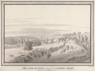 ロンドン・ロードから撮影したバースの街 作： John Robert Cozens