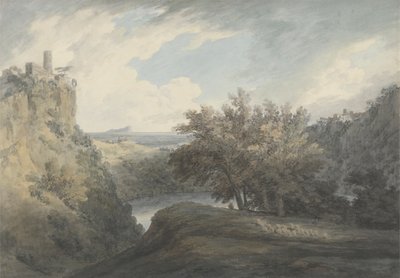 ネミ湖、c.1783-85（網目紙にグラファイトと水彩） 作： John Robert Cozens