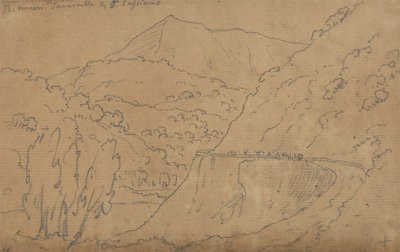 上：タベルネレとカプリアーノの間、下：ボルセーナ湖（レイド紙に黒鉛 作： John Robert Cozens