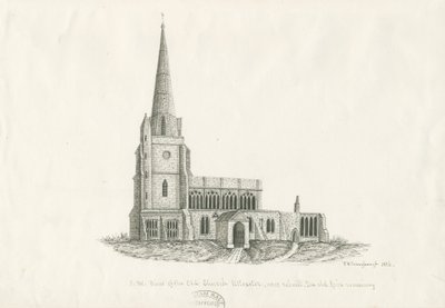 アトックスゼター教会[旧]：ペンとインクの描画、1836 作： John Robert Fernyhough
