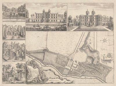 ヘンリー・ペラム殿下の庭園と建物の平面図 サリー州イェ郡のエチャで 作： John Rocque