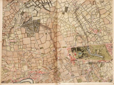 アクトン、パディントン、ハイドパーク、ケンジントンの地図 作： John Rocque