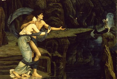 スティクス川のほとりにあるオルフェウスとエウリュディケ、1878 作： John Roddam Spencer Stanhope