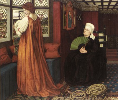 ラファエル前派の絵画 : ジュリエットとその看護婦 (Juliette et sa nourrice) par Stanhope (Spencer-Stanhope), John Roddam (1829-1908).油彩・キャンバス 作： John Roddam Spencer Stanhope