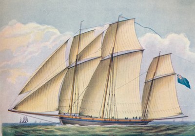 武装したラガーがすべての帆セットで強く引かれた、1825 作： John Rogers