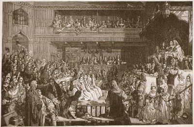 1688年の7人の司教の無罪判決、HBM Spence-Jonesによる「イングランドの教会：人々の歴史」からの挿絵。 1910年頃（セピア写真） 作： John Rogers Herbert