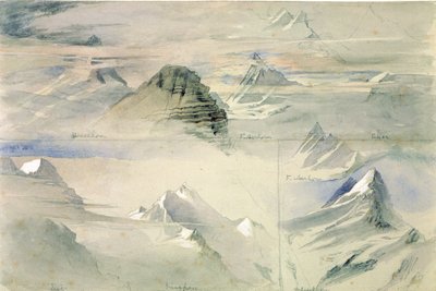 アルパインピークス：ユングフラウ他、1846年 作： John Ruskin