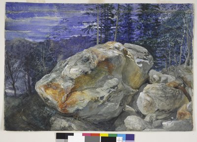 アルプスの断片、1854-56年頃（紙に鉛筆でトイレとガッシュ） 作： John Ruskin