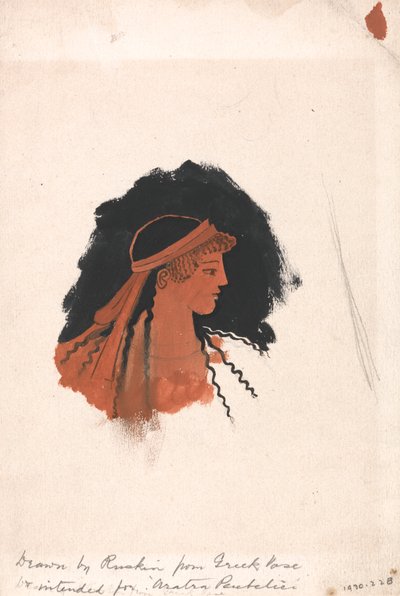 ギリシャのアンフォラの後、アテナの頭 作： John Ruskin