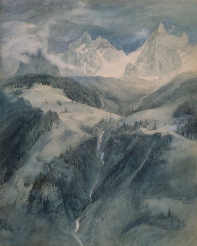 ラカスケードデラフォリー、シャモニー 作： John Ruskin