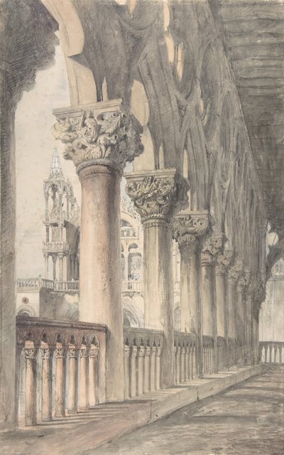 公爵宮殿のロッジア、ヴェネツィア、1849-50。 作： John Ruskin