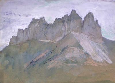 ロシェ・ド・ランフォン、アヌシー湖、1860年頃（ガッシュとトイレ紙） 作： John Ruskin