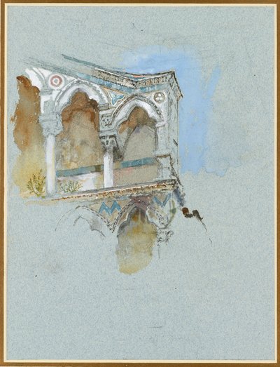 7月1日、ピサのボルゴにあるサンミケーレのピサのゴシック様式のファサードの研究 作： John Ruskin