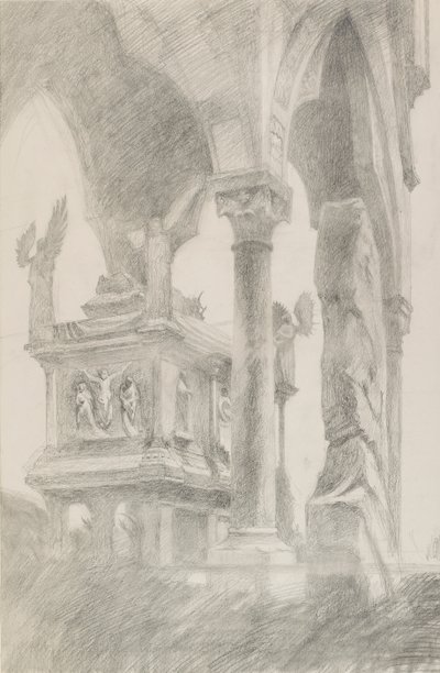 ヴェローナのマスティーノ II デッラ スカラの墓の研究、c1869。 作： John Ruskin