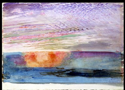 1876年、ロンドンの煙がハーンヒルに沈む夕日 作： John Ruskin