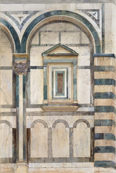 洗礼堂、フィレンツェ: 南西ファの右コンパートメントの上部の研究 作： John Ruskin