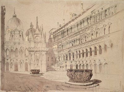 1841 年 5 月、ベネチア、ドゥカーレ宮殿の中庭 作： John Ruskin