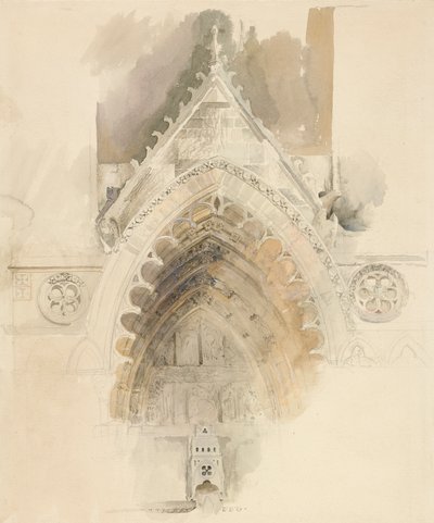 1856年5月17〜18日または9月23日、アミアン大聖堂の西口の北アーチ 作： John Ruskin