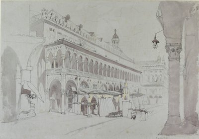 パラッツォ デッラ ラジョーネとピアッツァ デッレ エルベ、パドヴァ、1841 年 5 月 作： John Ruskin