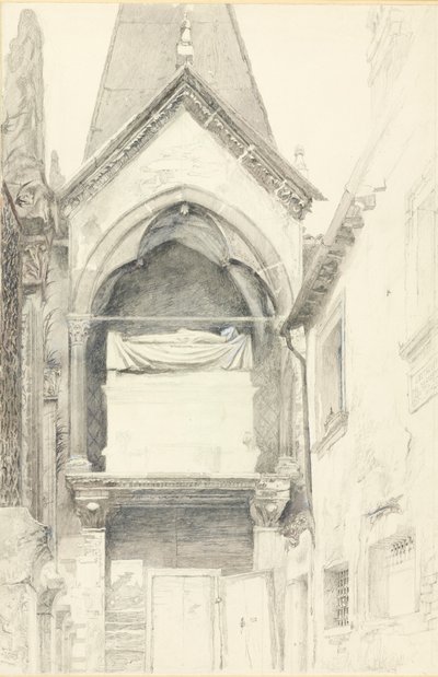 Cangrande I della Scala の墓、ヴェローナ、1869 年 5 月 28 日 - 6 月 29 日。 作： John Ruskin