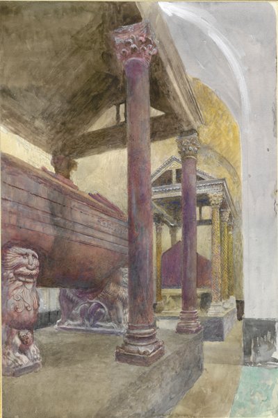 パレルモ大聖堂のフレデリック 2 世の墓、1874 年 4 月 23 ～ 30 日 作： John Ruskin
