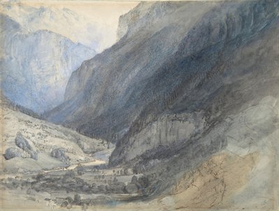 ラウターブルンネンの谷（スイス）1866年頃 作： John Ruskin