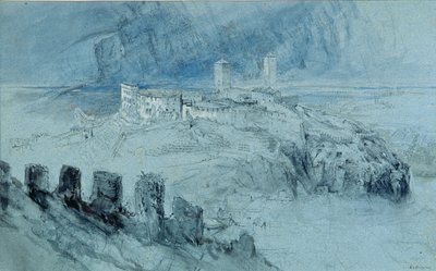 ベリンツォーナの眺め（木炭とトイレットペーパー） 作： John Ruskin