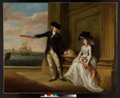 キャプテンとハードキャッスル夫人の肖像、1785 作： John Russell