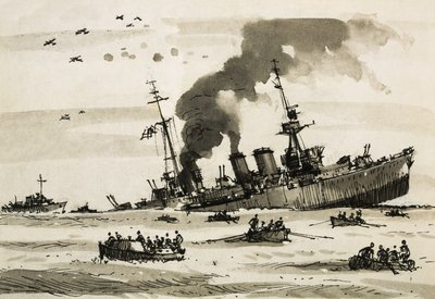1942年のマルタ作戦の後、カイロはイギリスの駆逐艦に撃沈された。 作： ジョン・S・スミス