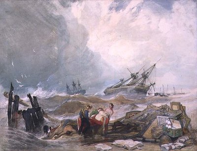 No.0945 ホートンホールの絵の残骸（水彩画 作： John S. and Miles E. Cotman