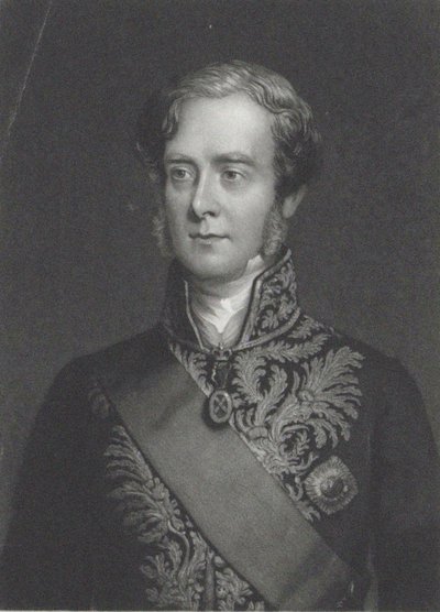ジョージヴィリエの肖像、第4クラレンドン伯爵1800-1870。 作： John Sartain