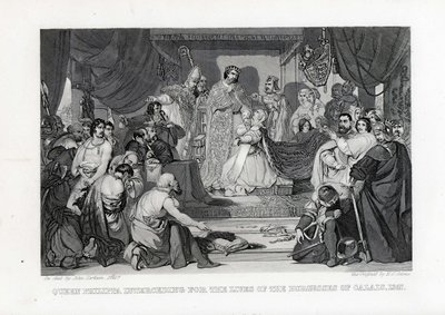 フィリップ女王、カレーのブルガースの生涯のために執り成す、1347、1882 作： John Sartain