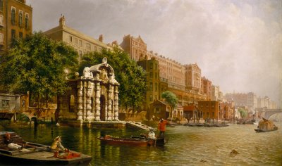 「ヨーク水門と川から見たアデルフィ」1872年。 作： John Scorrer O