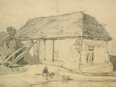 ノーフォーク州イーストウィンチの納屋（カードに鉛筆） 作： John Sell Cotman