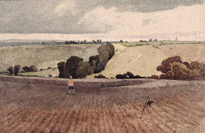 耕された畑、c.1808（紙に鉛筆と水彩） 作： John Sell Cotman