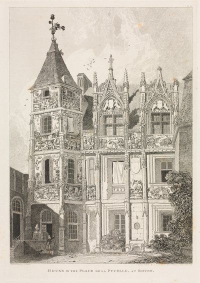 ノルマンディーの建築遺物 (Vol. II), Pl. 64: ルーアンのピュセル広場の家 作： John Sell Cotman