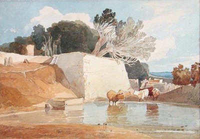 牛の水やり（水彩・紙） 作： John Sell Cotman
