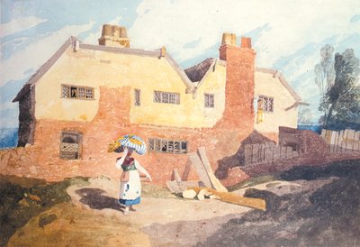 ウォッシャーウーマンのいるコテージ（Elm Hill、ノーリッチ）c.1808-9 作： John Sell Cotman