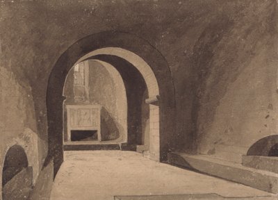 サン・ジェルヴェの地下聖堂、ルーアン、ノルマンディー 作： John Sell Cotman